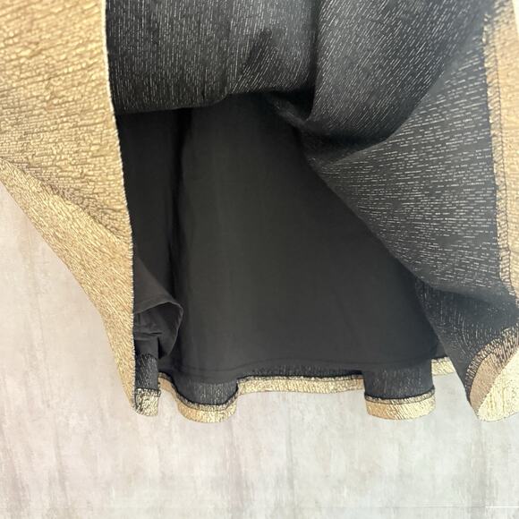 Eliza J Skirt Size 6 A-line Gold Metallic Box Pleat Lined Pockets Maximalist - Picture 3 of 11